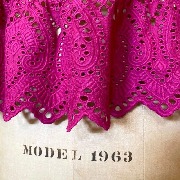 TRYB Anthropologie Crochet Eyelet Pink Top NWT S - Picture 4 of 12